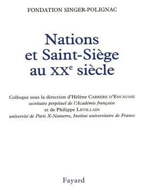 cover image of Nations et Saint-Siège au XXe siècle